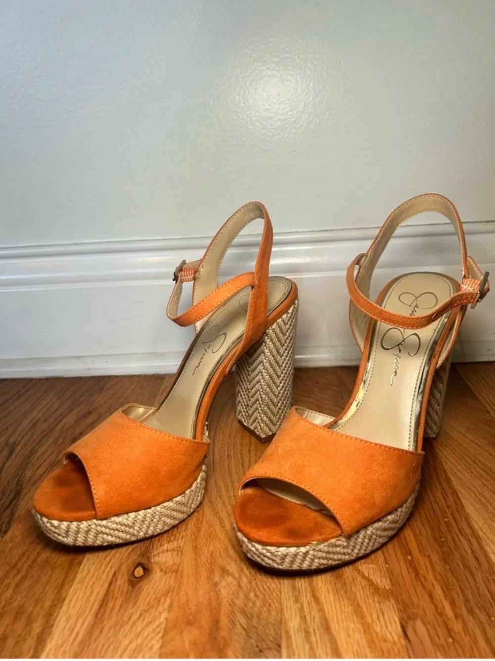 Jessica Simpson Orange Woven Block Heel | Women’s Block Heel Size 7.5